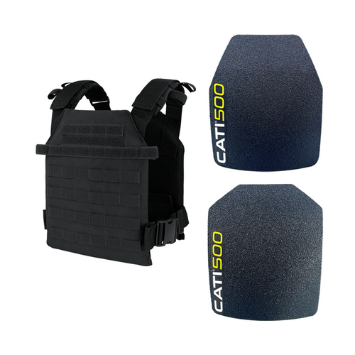 Condor Sentry Plate Carrier (BLACK) w/Hard Base Plates - Base Coat III