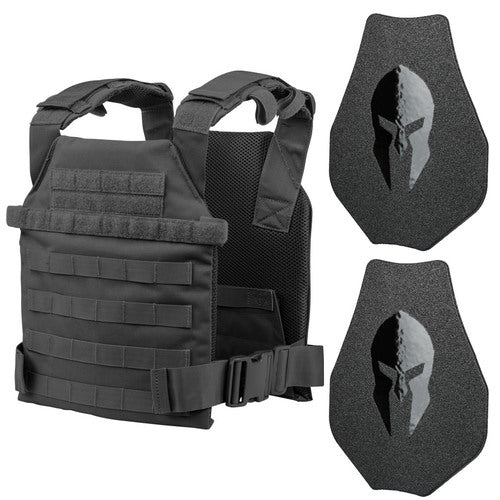 Condor Sentry Plate Carrier (BLACK) w/Hard Base Plates - Base Coat III